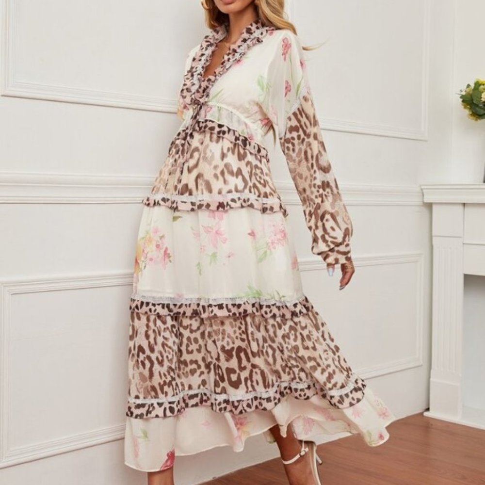 Unique Mixed Floral & Leopard Print Ma
